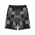 Checkerboard jacquard shirt & shorts set